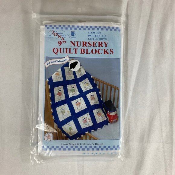 Jack Dempsey Needle Art 9” Nursery Quilt Blocks Little Boys - Picture 1 of 8